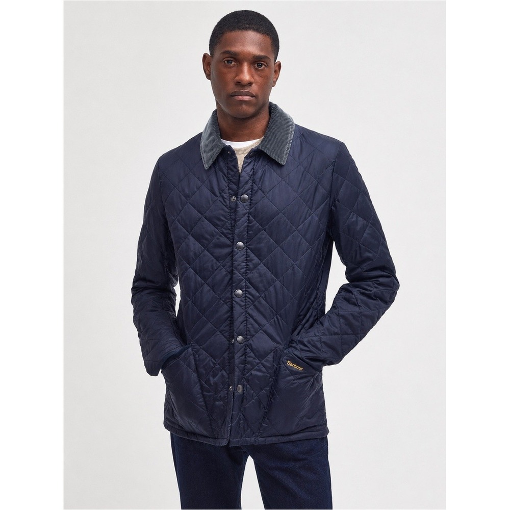 Barbour Liddesdale Quilted Jacket Navy Blue Slate Cord Collar Size Small